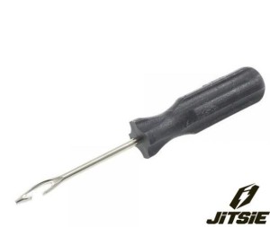 Poręczne narzędzie zaprojektowane specjalnie do umieszczania paska naprawczego opony w przebitej bezdętkowej oponie 