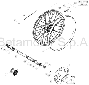 ZATYCZKA OSI PRZEDNIEGO KOŁA BETA RR 2T 125/250/300 2T 2013-2022 OEM 020411100000